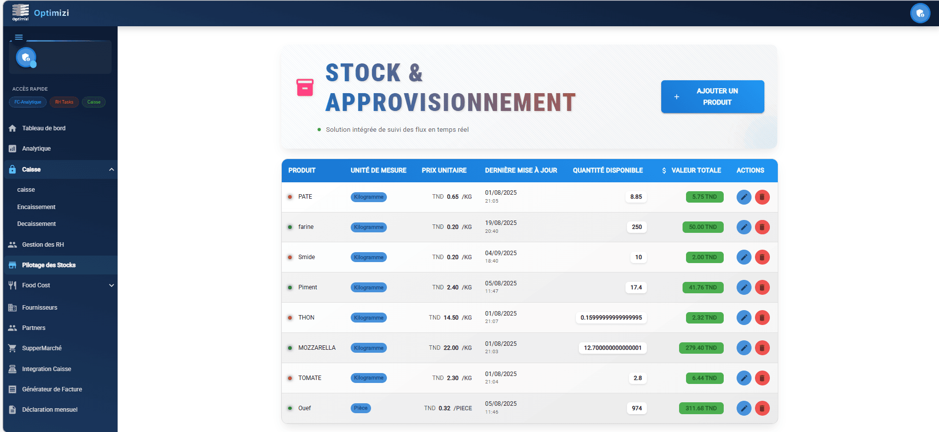 Stock & Approvisionnement